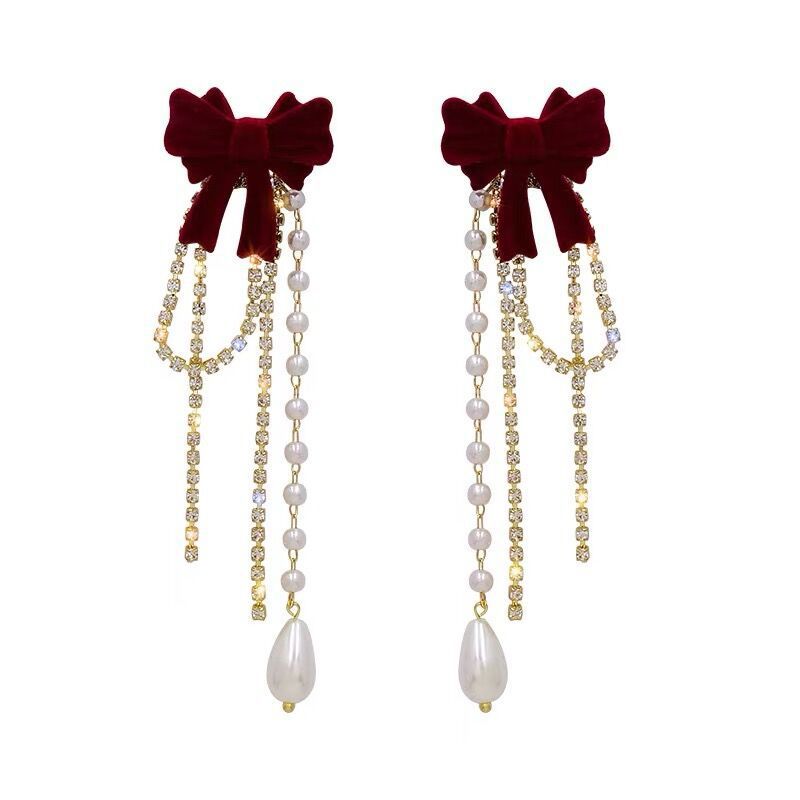 Long Red Earrings Female Personality