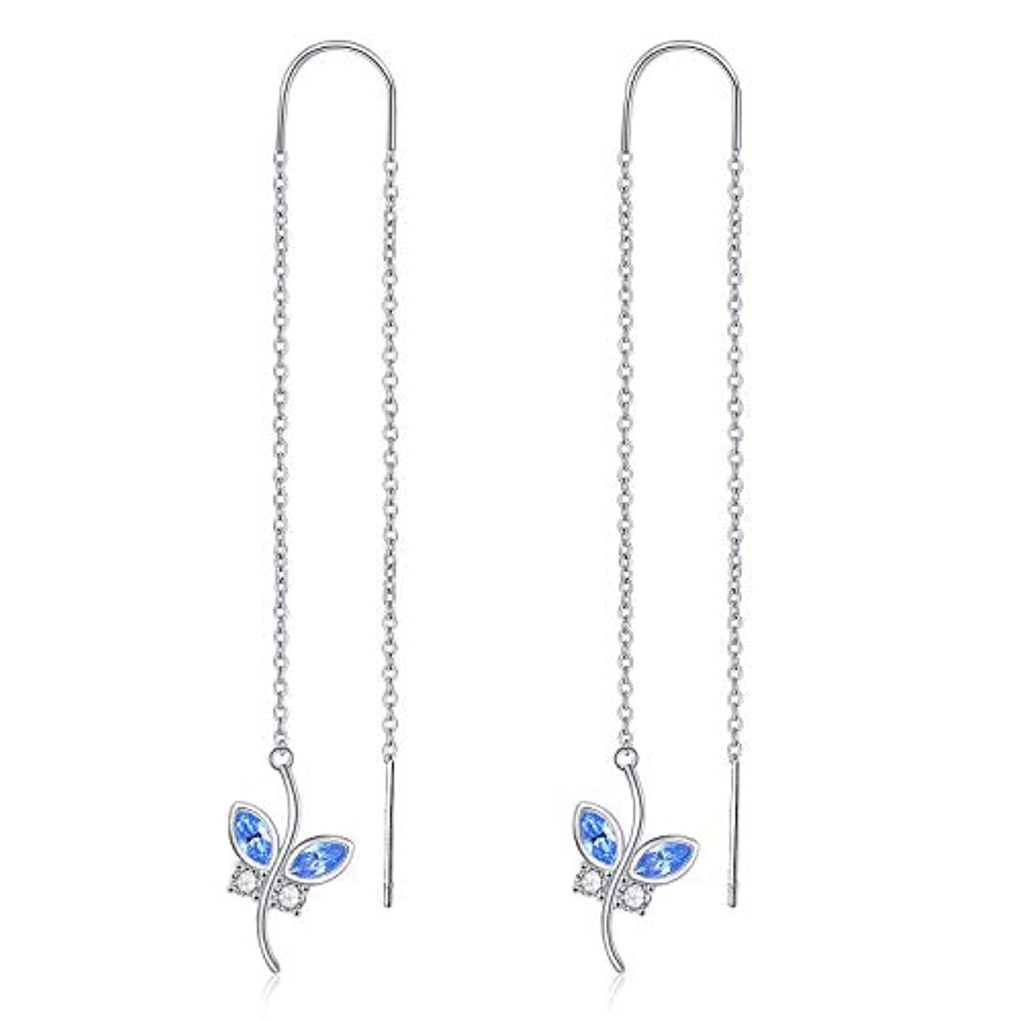 Butterfly with Simulated Crystal from Austria in White Gold Plated Sterling Silver