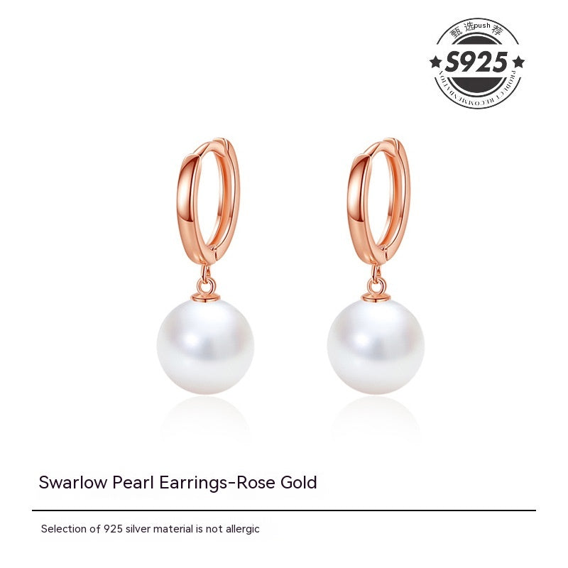 Pearl Earrings Women's Simple Sterling Silver