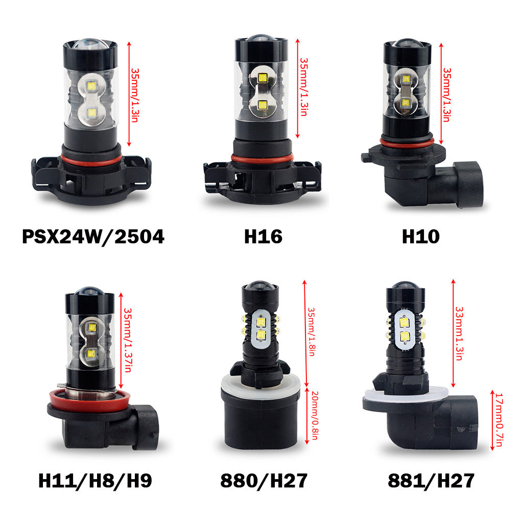 Car Styling High Power 6000K White  LED Bulbs For Fog Light DRL Lamps Replacement