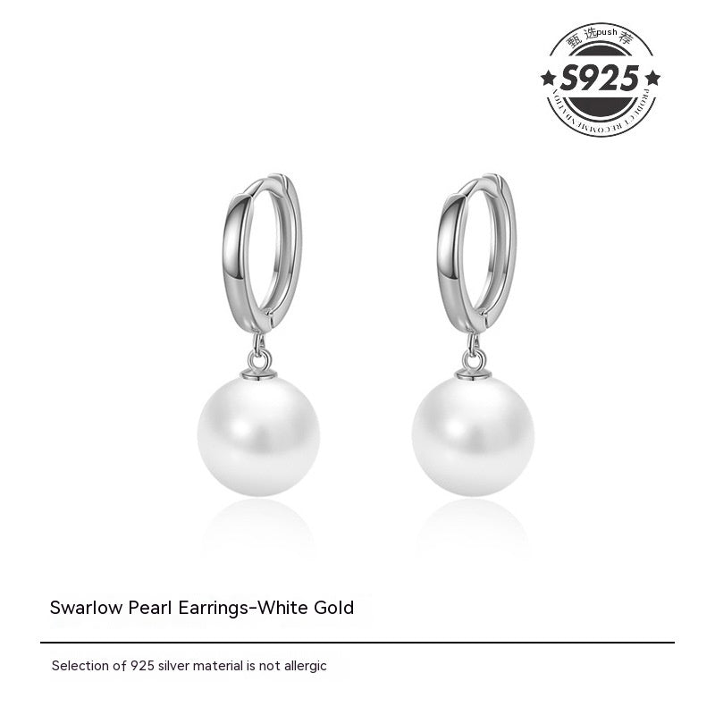 Pearl Earrings Women's Simple Sterling Silver