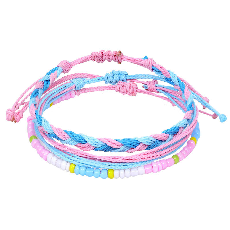 Shell Wax Line Hand Weaving Bracelet Three-piece Set