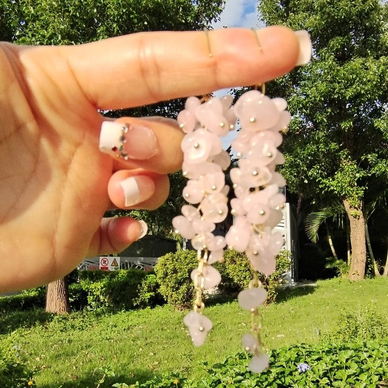 Natural Crystal Earrings Long Style