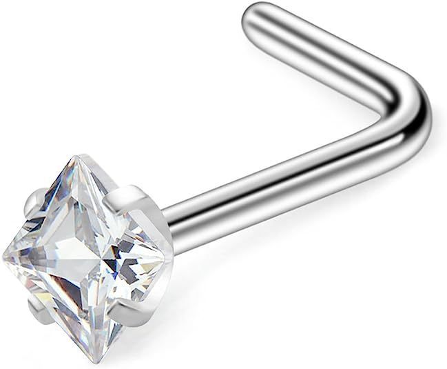 Unisex AAA Square Zircon Integrated Nose Stud