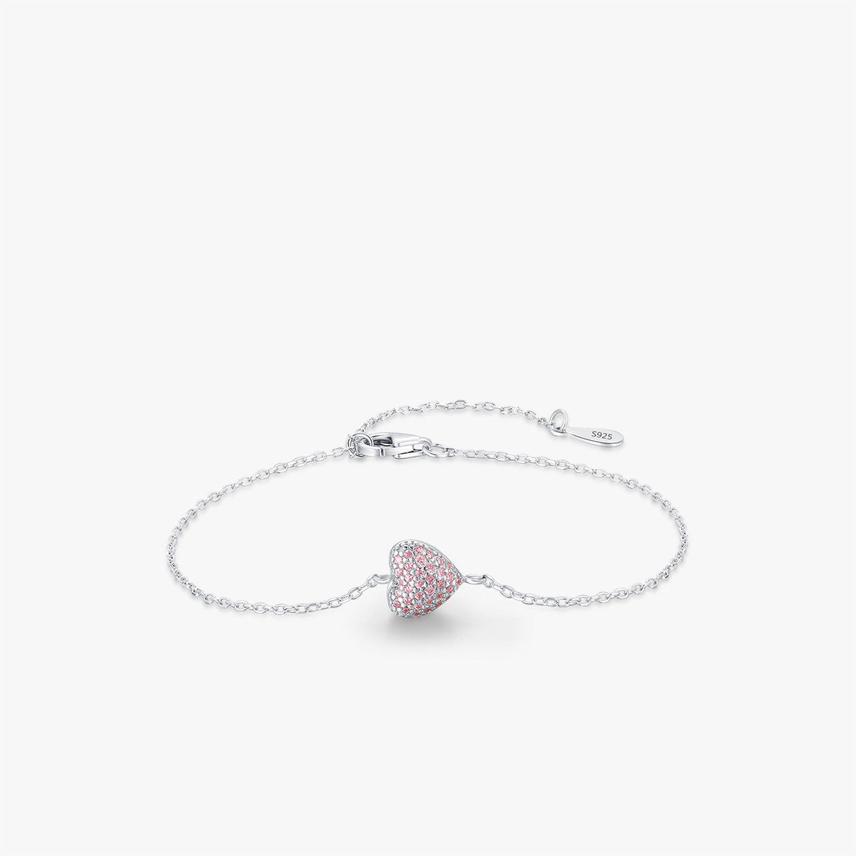 Women's Sterling Silver Diamond Inlaid Heart Bracelet