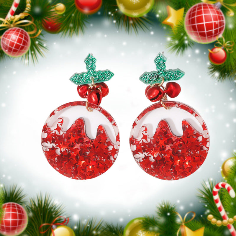 Christmas Sweet Cartoon Design Bell Earrings