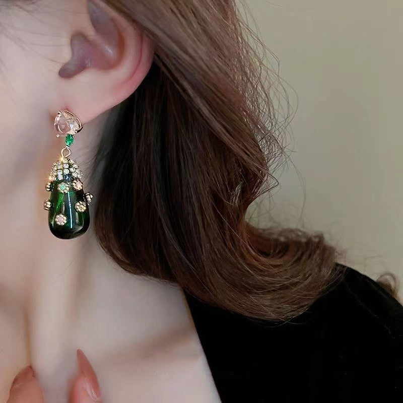 Luxury Style Hand-inlaid Zircon Earrings