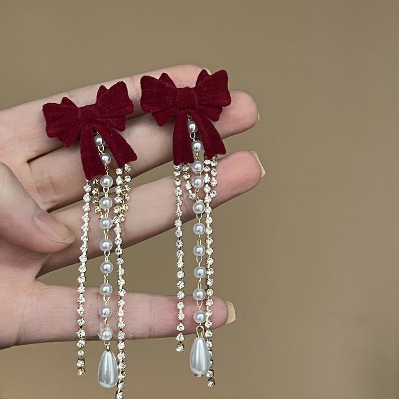 Long Red Earrings Female Personality