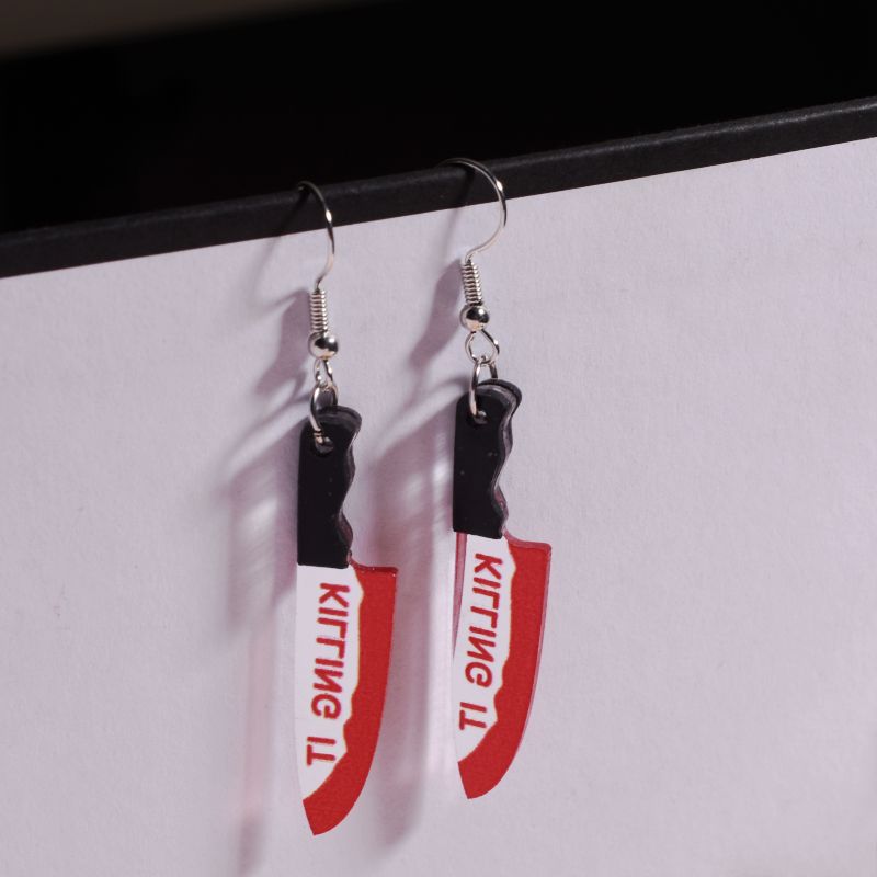 European And American Halloween Exaggerated Personalized Long Kitchen Knife Earrings