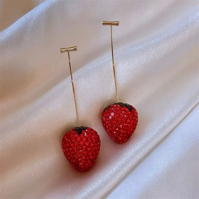 Three-dimensional Red Strawberry Earrings