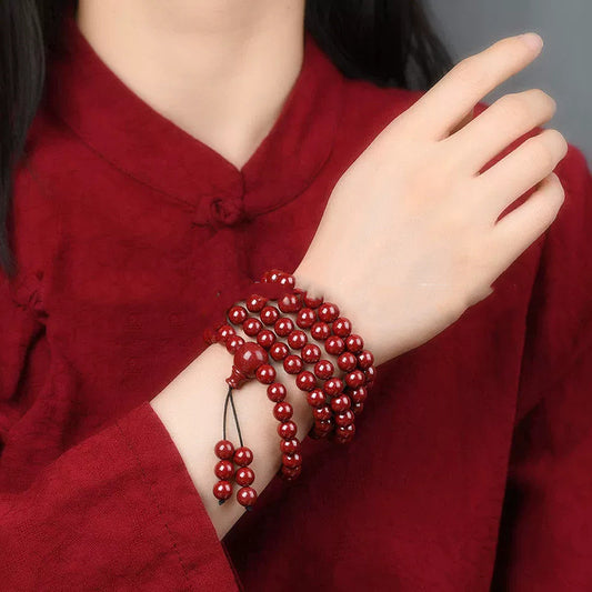 Cinnabar 108 Beads Bracelet Multi-ring Multi-layer