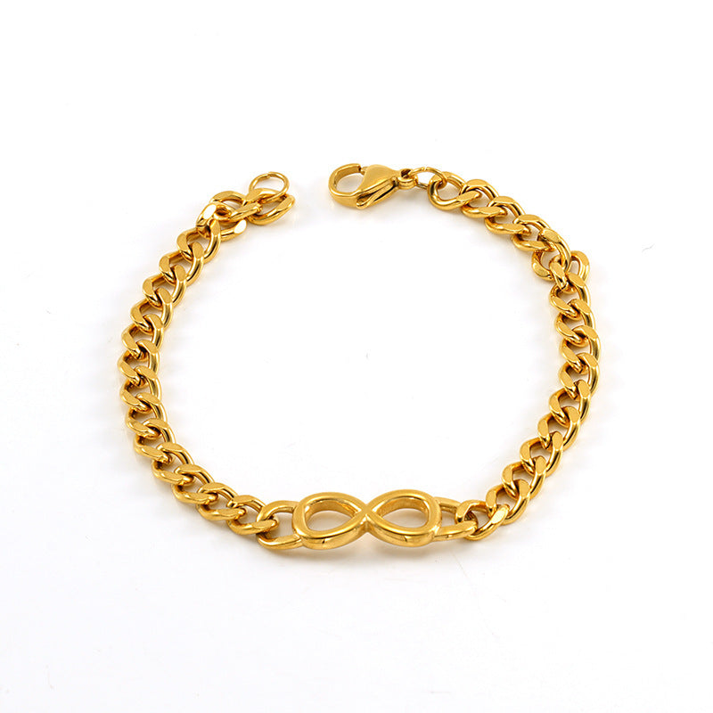 Fashion Stainless Steel Cuban Link Chain Bracelet Numbers