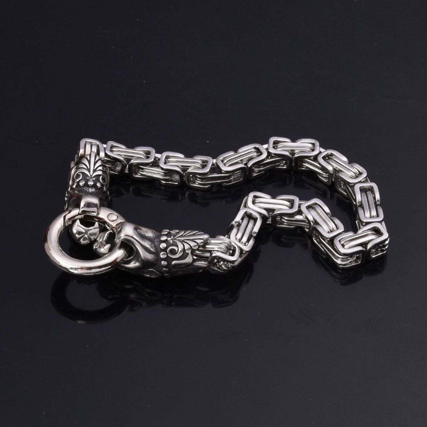 Stainless Steel Viking Wolf Head Leopard Head Bracelet