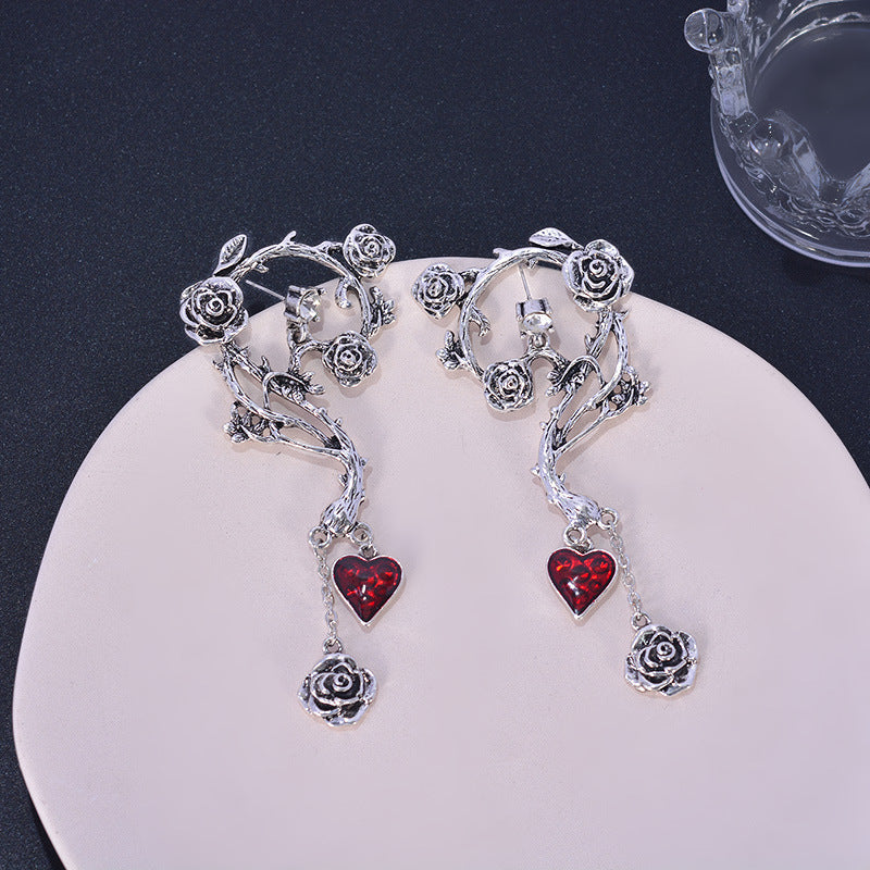 Halloween Red Peach Heart Drop Earrings