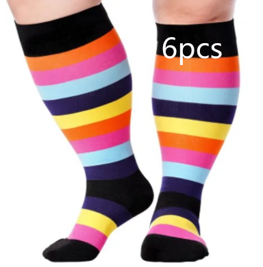 Plus Size Compression Socks Men's And Women's Pressure Socks High Elasticity Fat Socks Sports Fitness Printing Running Socks