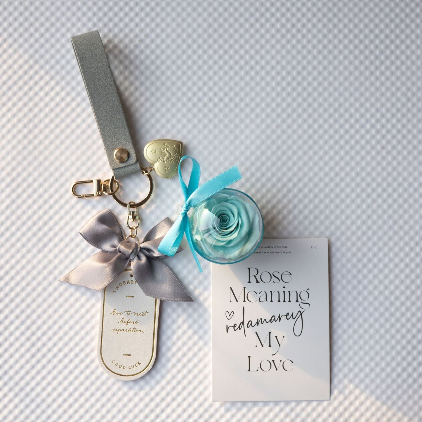 Preserved Flower Keychain Leather Bookmark Pendant