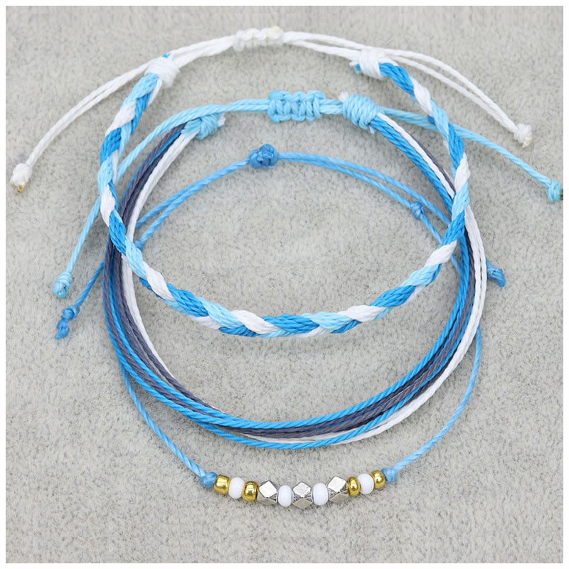 Shell Wax Line Hand Weaving Bracelet Three-piece Set