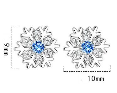 Women's Fashion Simple Blue Diamond Snowflake Ear Stud