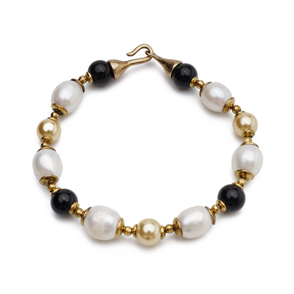 European Retro Series Natural Agate Pearl Bracelet