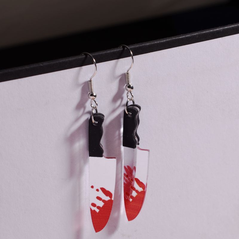 European And American Halloween Exaggerated Personalized Long Kitchen Knife Earrings