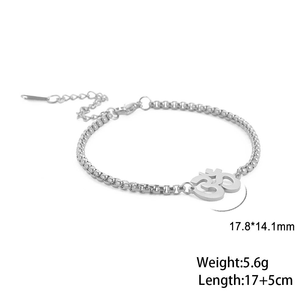 Trendy Stainless Steel Symbol Pendant Box Chain Bracelet