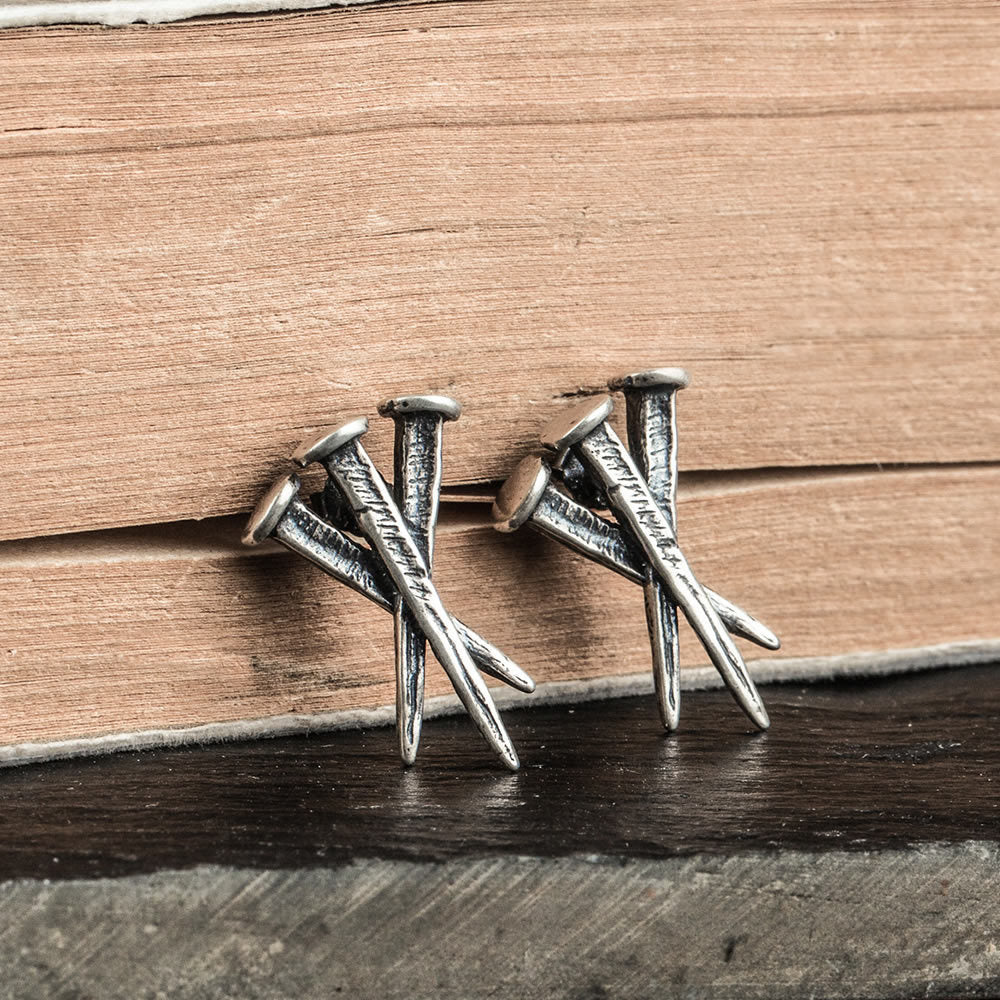 S925 Sterling Silver Nail Stud Earrings Ornament