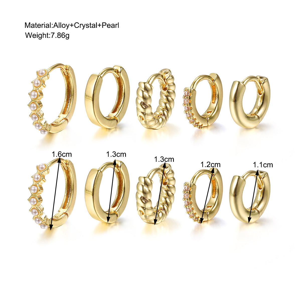 Simple Golden Fashion Personalized Metal Element Earrings Suit