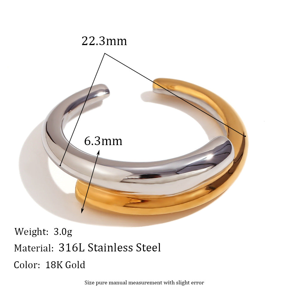 Fashion Simple Stainless Steel Plated 18K Gold Bracelet Ring