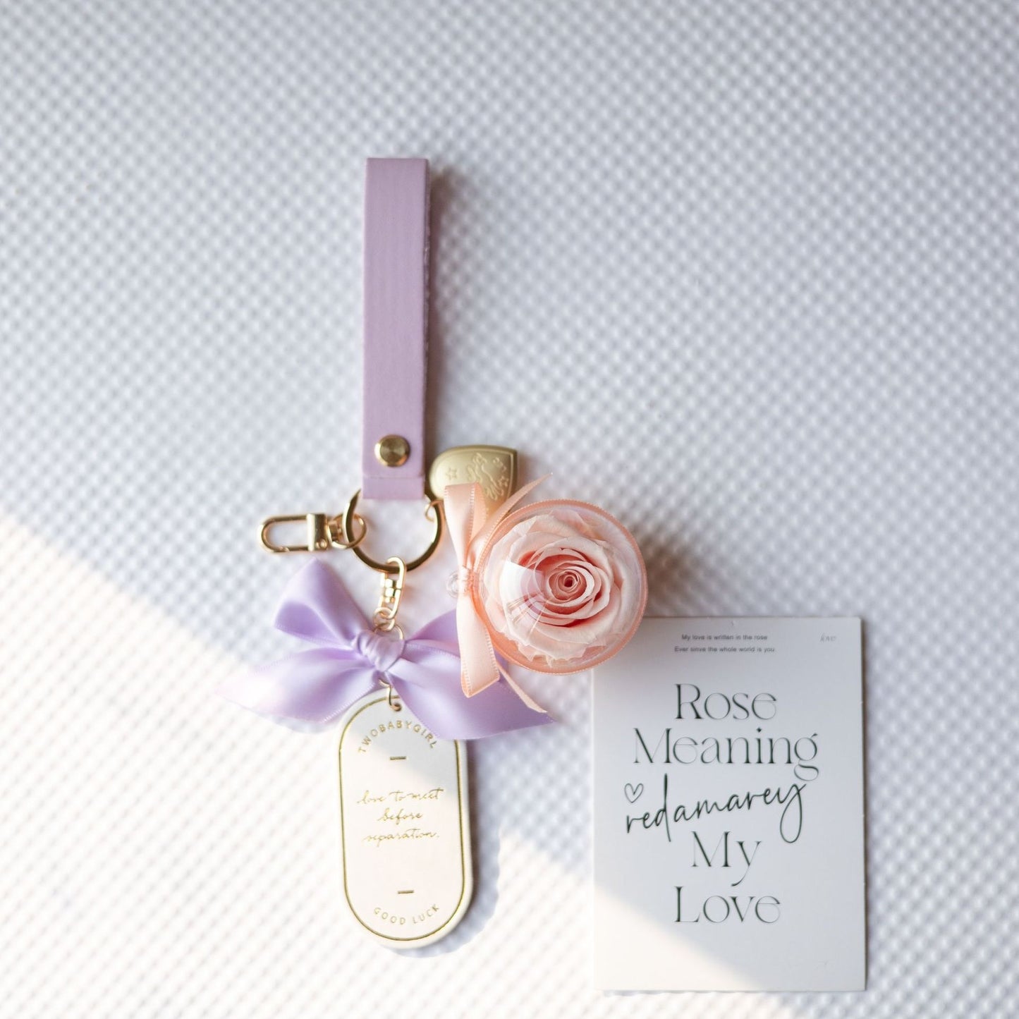 Preserved Flower Keychain Leather Bookmark Pendant