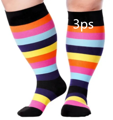 Plus Size Compression Socks Men's And Women's Pressure Socks High Elasticity Fat Socks Sports Fitness Printing Running Socks