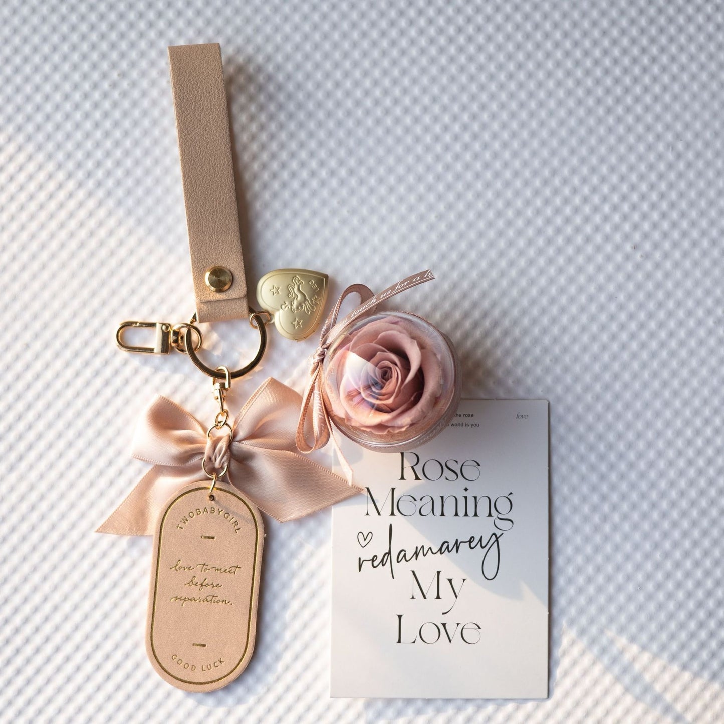 Preserved Flower Keychain Leather Bookmark Pendant