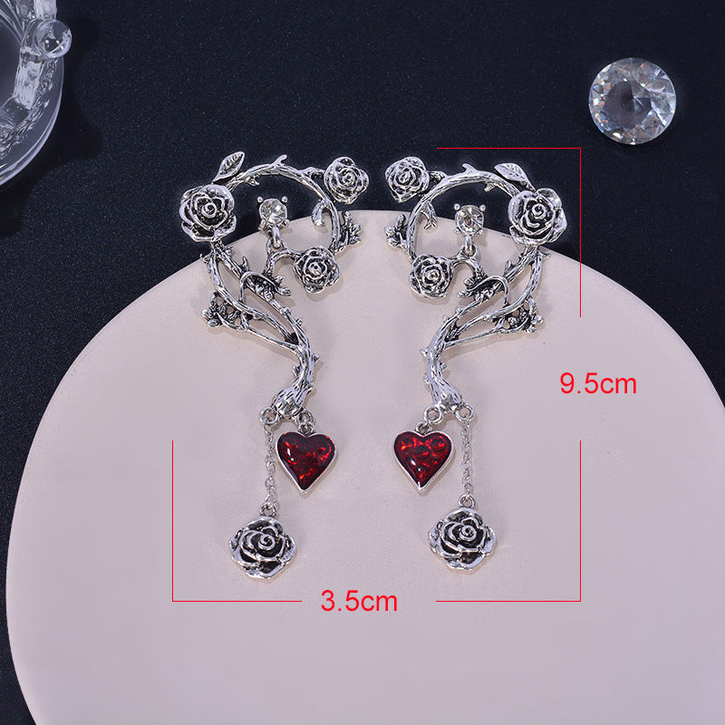 Halloween Red Peach Heart Drop Earrings