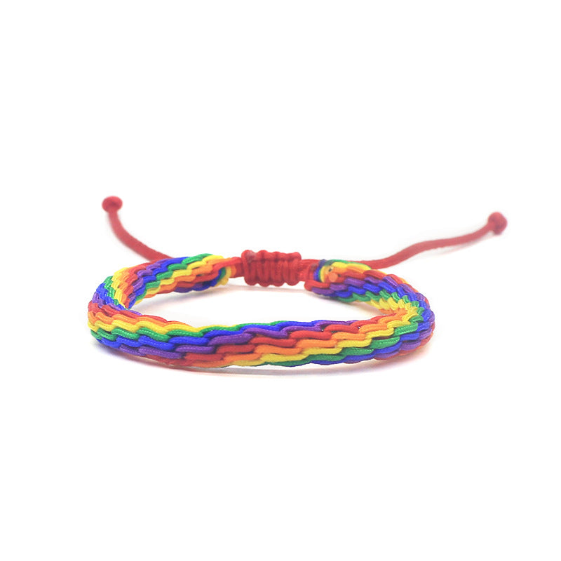 Women's Fashion Rainbow Woven Hand Strap