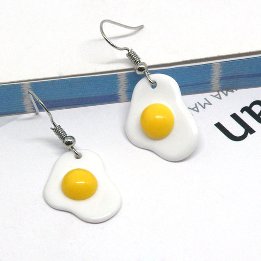 Cartoon Resin Creative Cute Fried Egg Earrings