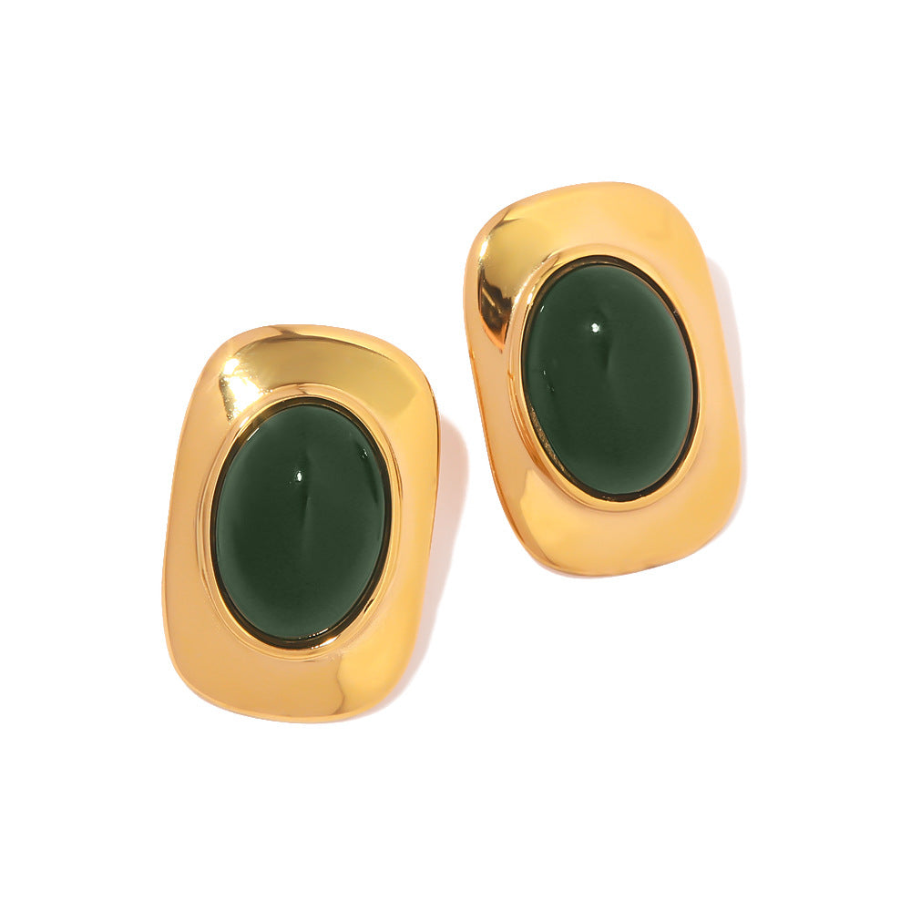 18K Gold Retro Affordable Luxury High-grade Oval Earrings