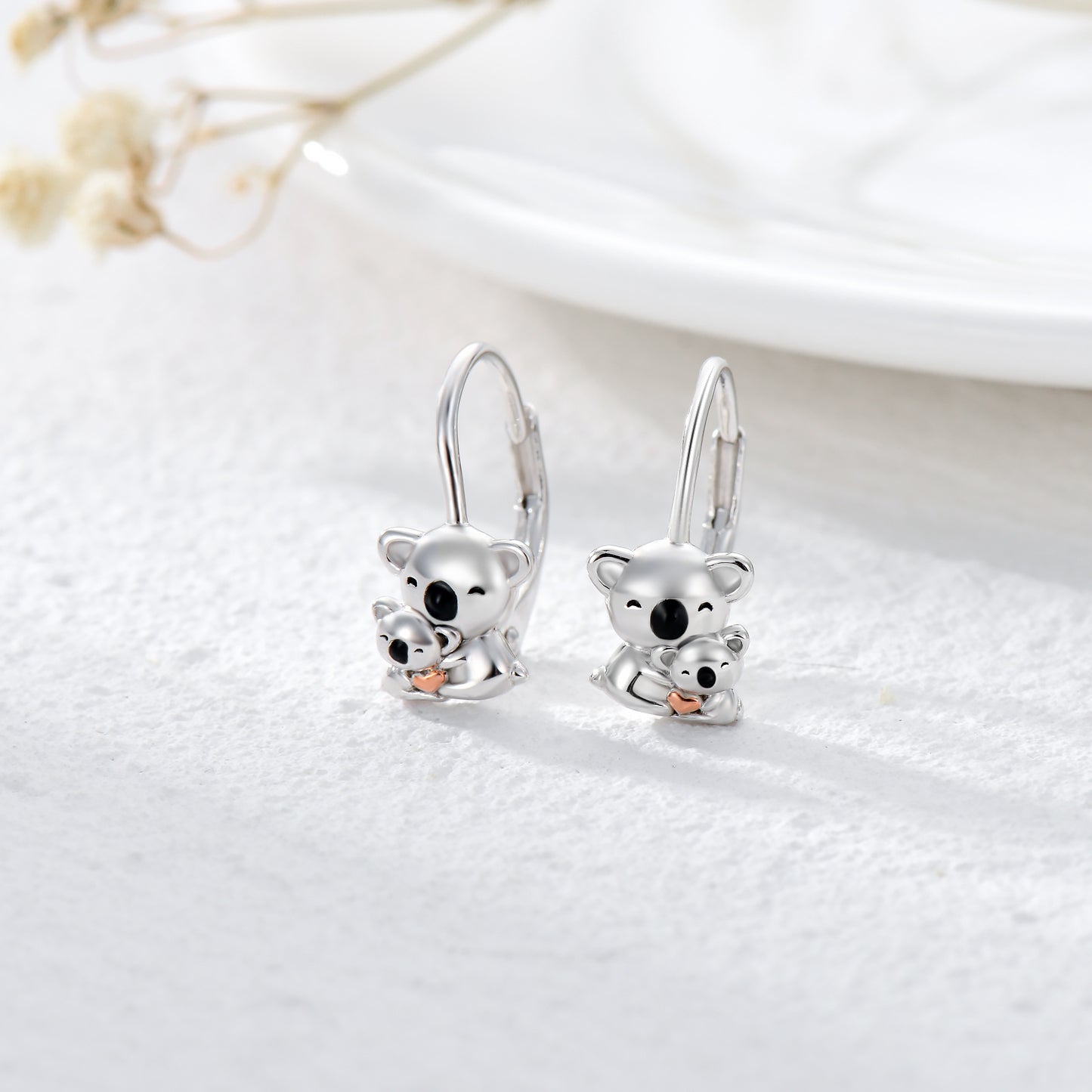 Koala Earrings for Girls Women Cute Mother Daughter Koalas Stud Earrings Sterling Silver Drop Dangle Jewelry