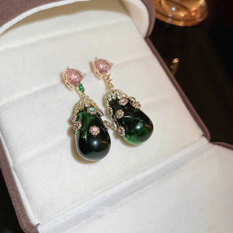 Luxury Style Hand-inlaid Zircon Earrings