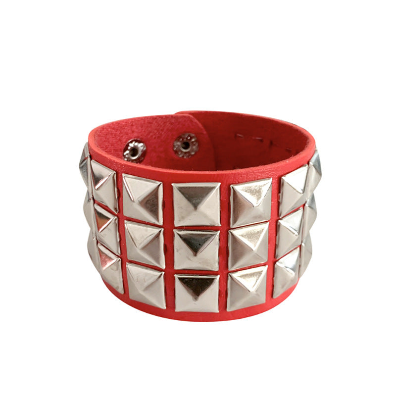 Three-row Rivet Square Bracelet