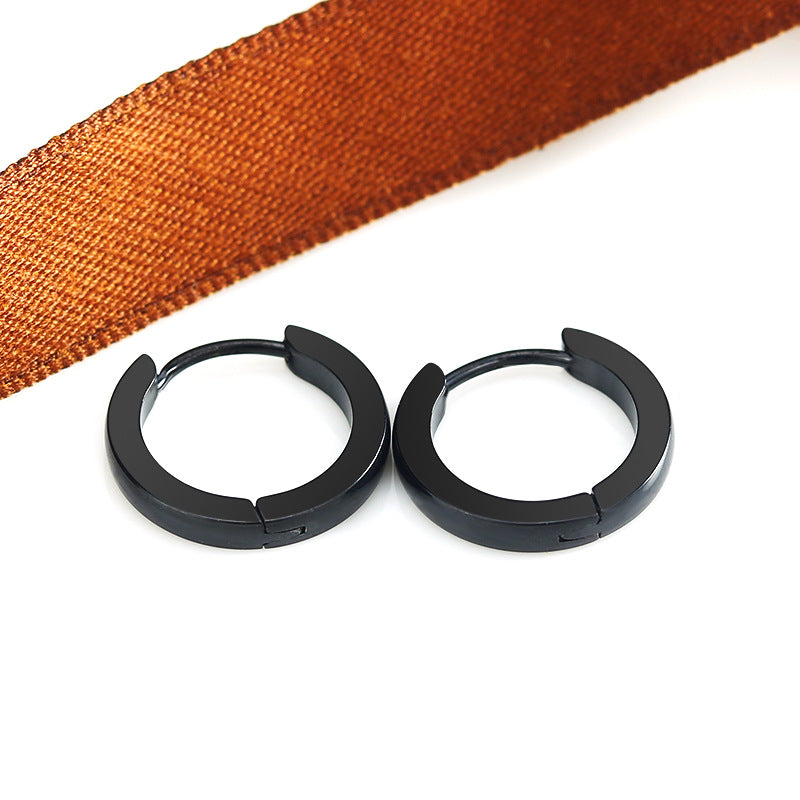 Titanium Steel Curved Circular Double-sided Earrings