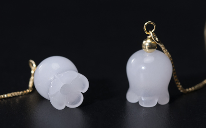 White Jade Wind Chimes Silver Earrings Retro Ethnic Style Earrings Simple Lady