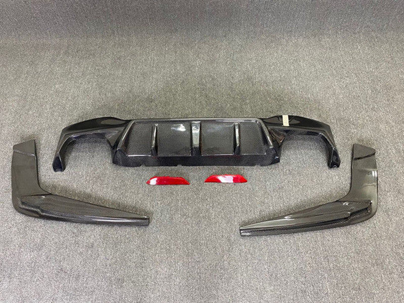 Front Bumper Carbon Fiber 3D Front Lip Side Skirt Rear Spoiler Tail