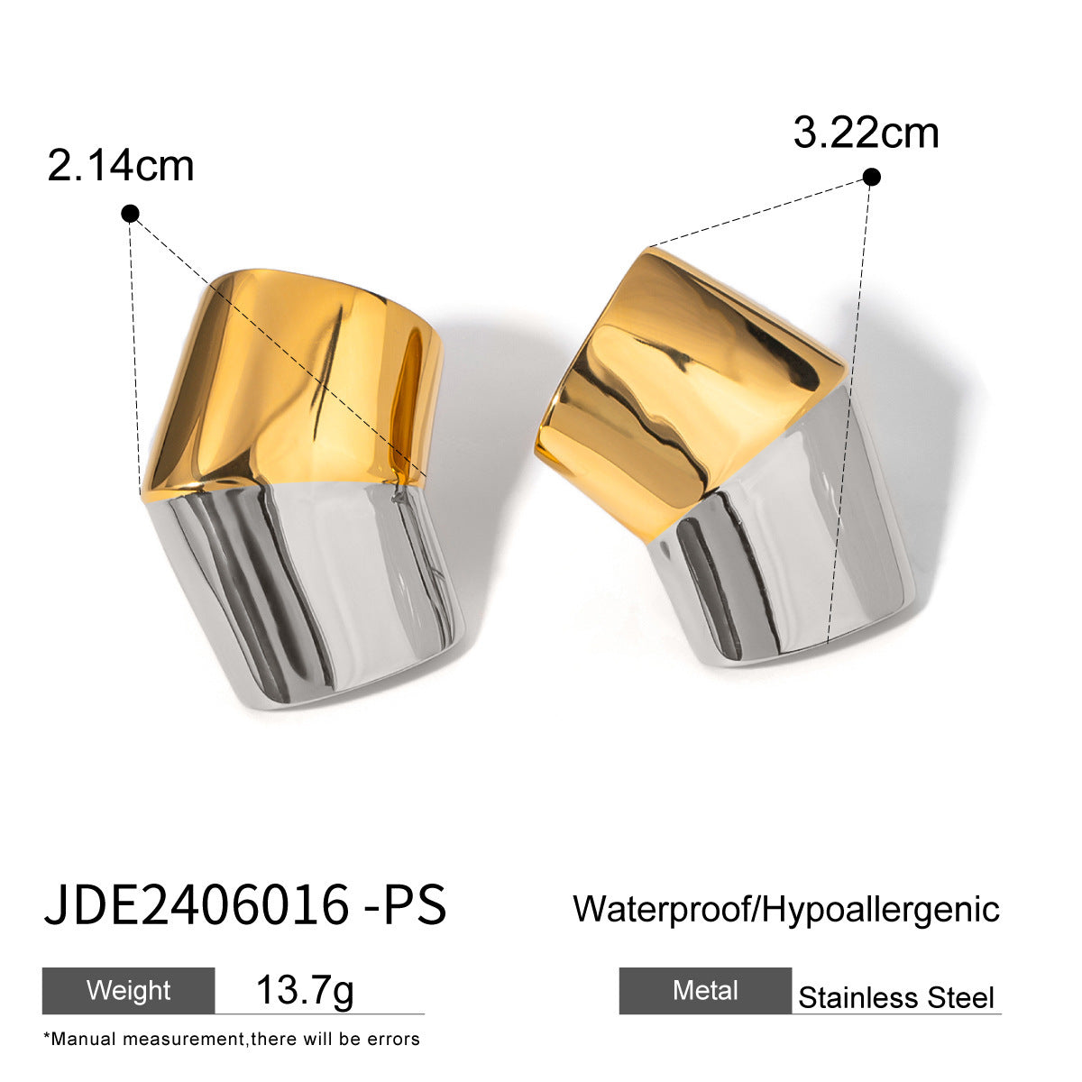 18K Gold Stainless Steel Geometric Ear Studs Niche