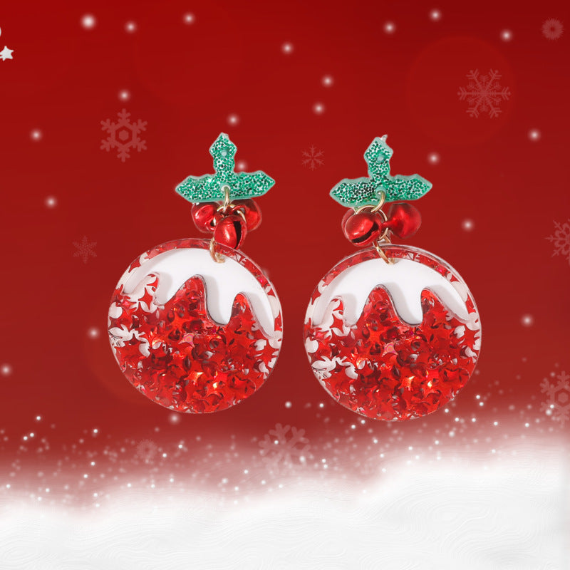 Christmas Sweet Cartoon Design Bell Earrings