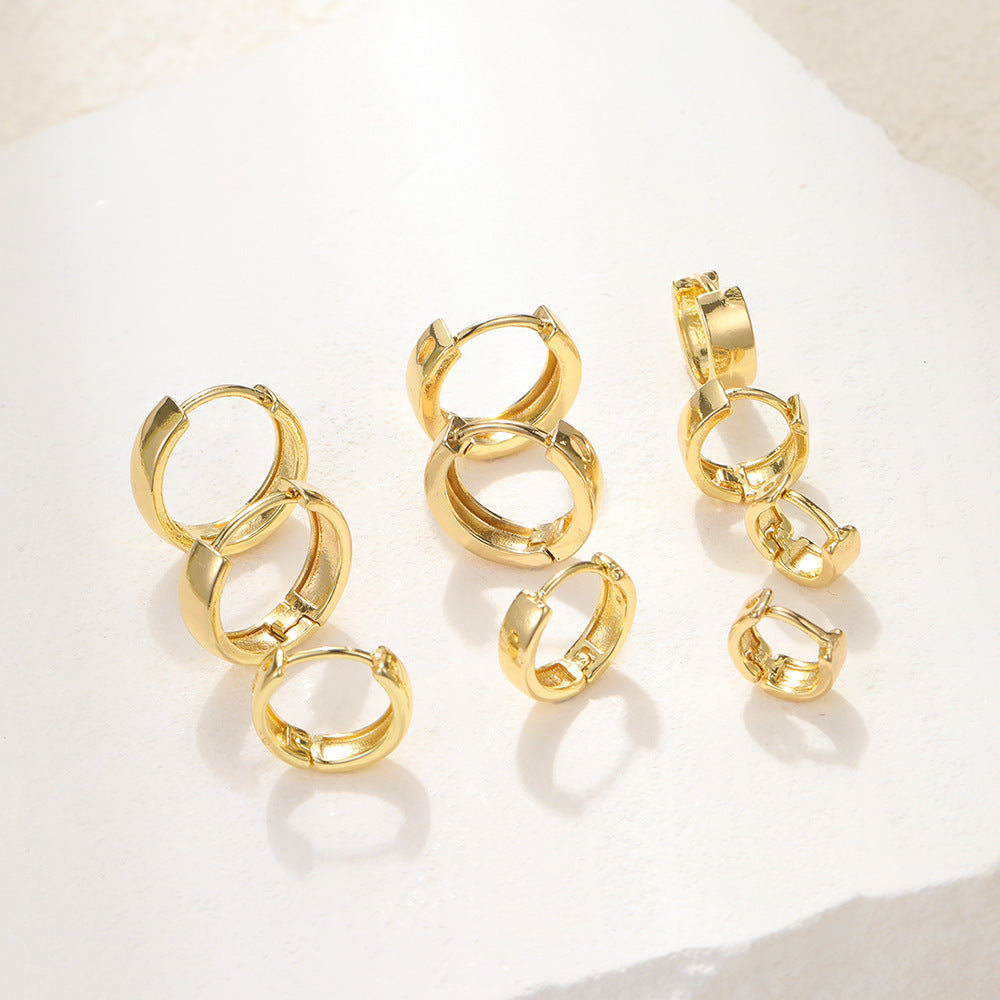 Simple Golden Fashion Personalized Metal Element Earrings Suit