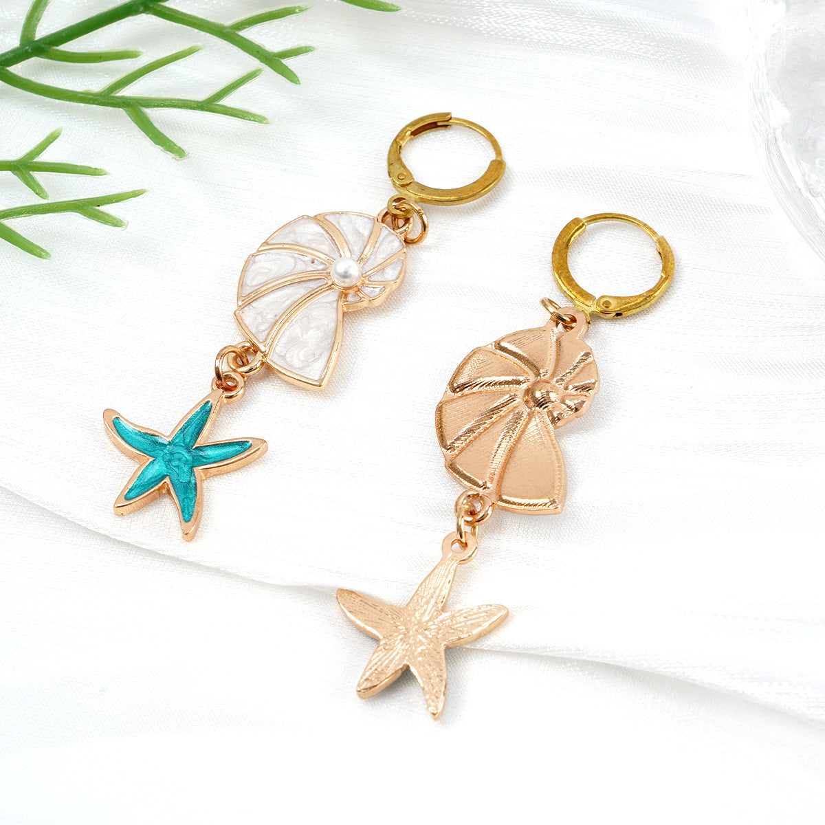 Fashion Style Popular Ocean Vacation Style Starfish Shell Earrings