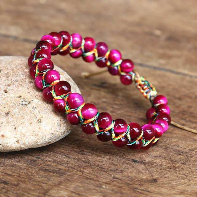 Hand-woven Adjustable Tiger-eye Bracelet