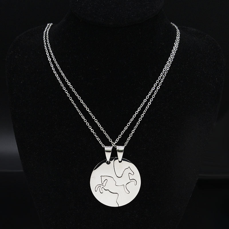 Horse Couple Chain Female Autumn And Winter Sweater Pendant Necklace