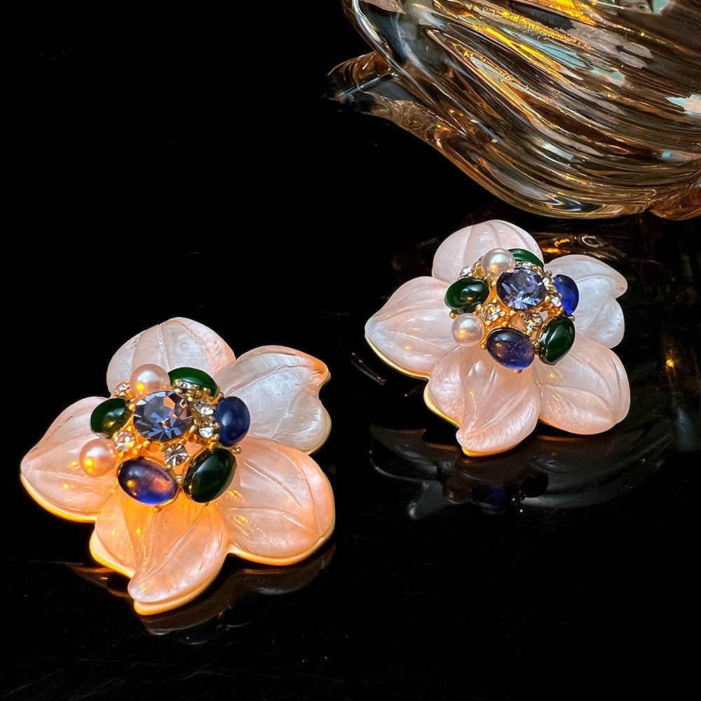 Original Retro Glaze White Camellia Earrings