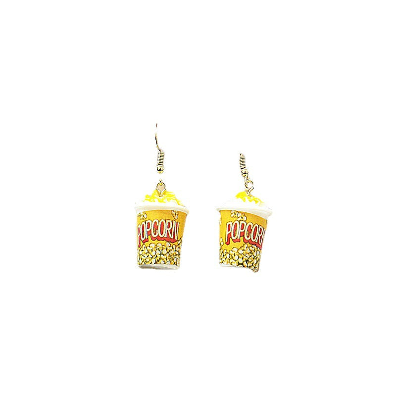 Mini Simulation Popcorn Sweet Cute Funny Three-dimensional Cone Ice Cream Simple Earrings