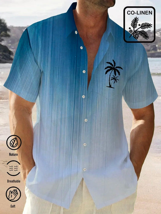 Men's Loose Casual Cozy Vacation Palm Tree Gradient Shirt